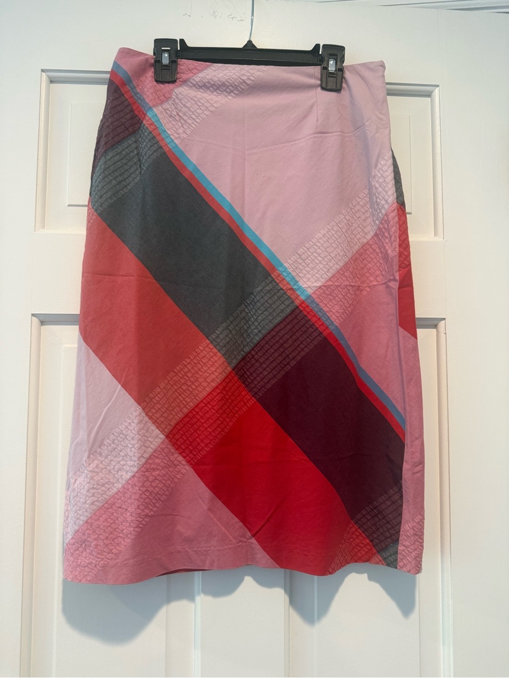 Women's Pink Diagonal Plaid A-Line Skirt